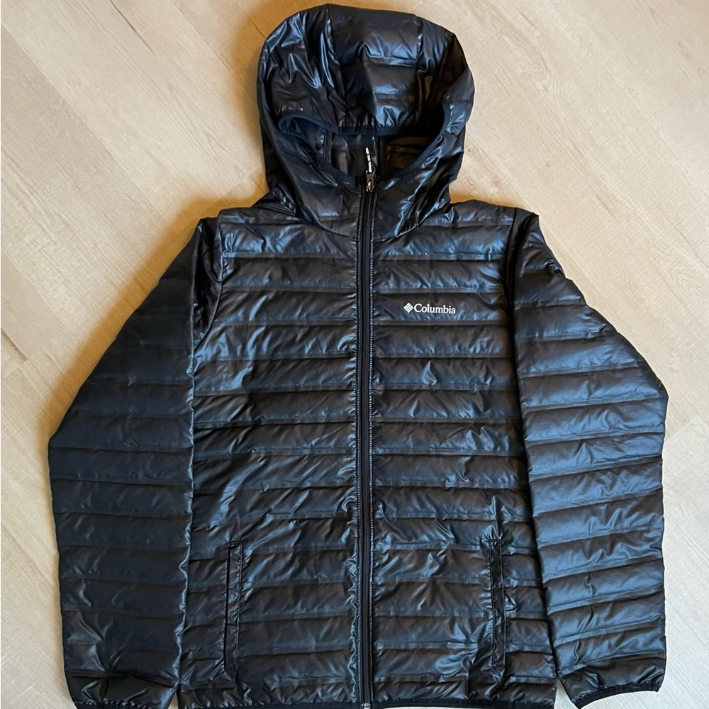Columbia Boys Powder Lite Down Puffer Jacket Coat Black XL 18-20 New